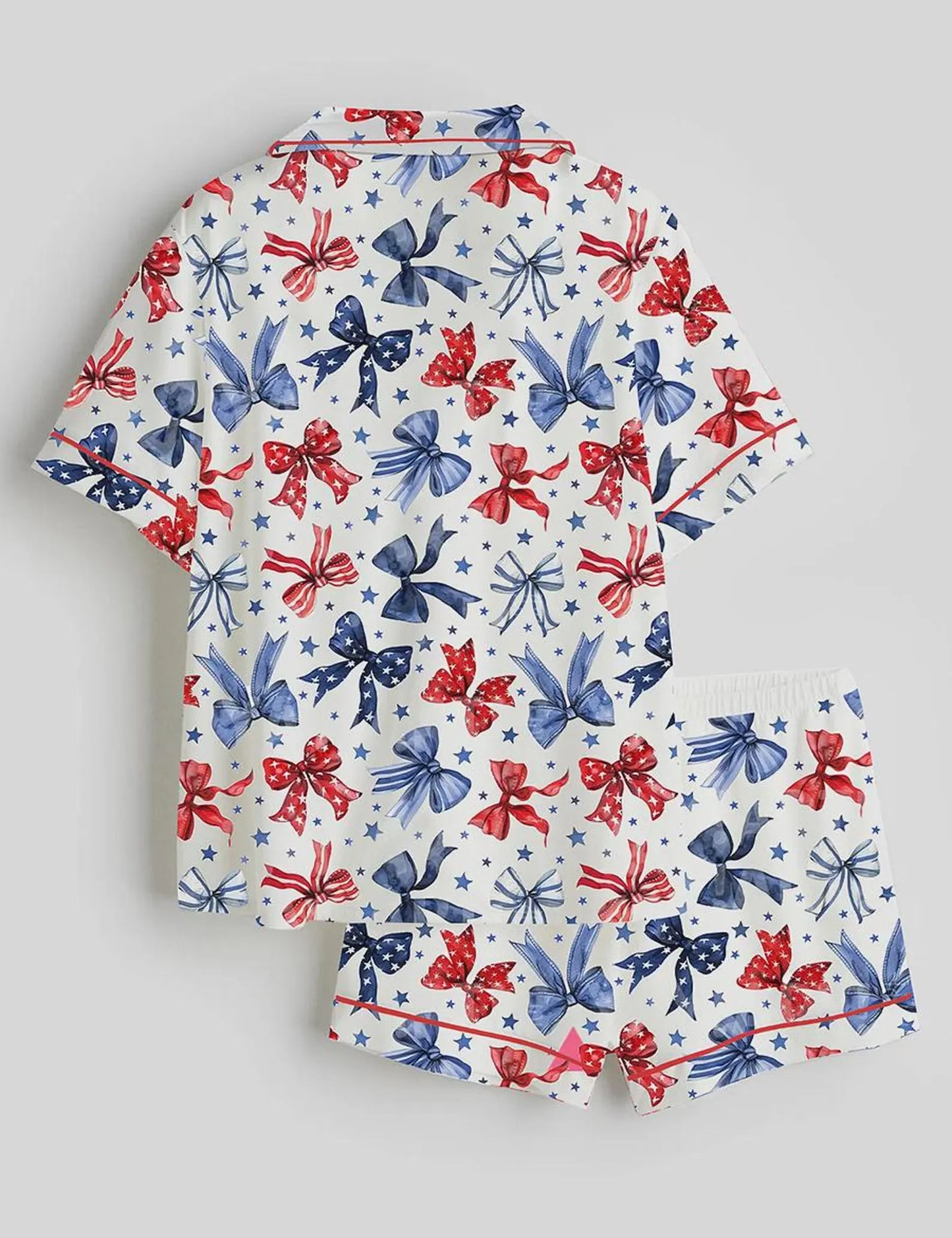 The USA 250th Anniversary Patriotic Bow Satin Pajamas – 4th of July Coquette Aesthetic Sleepwear