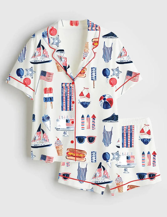 The USA 250th Anniversary Watercolor Satin Pajamas – Patriotic 4th of July Family Sleepwear