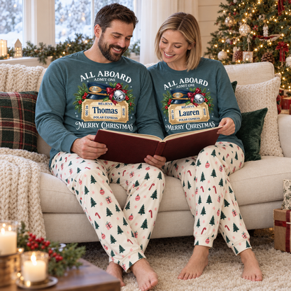 Personalized Polar Express Christmas Pajama Set – Dusty Blue