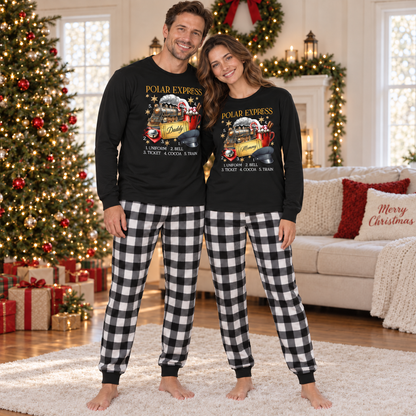 Personalized Polar Express Family Christmas Pajama Set – Black & Plaid