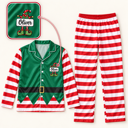 Personalized Elf Matching Family Christmas Pajamas