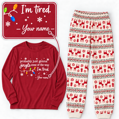 Personalized Jingle Some of the Way Christmas Pajama Set – Nordic Reindeer
