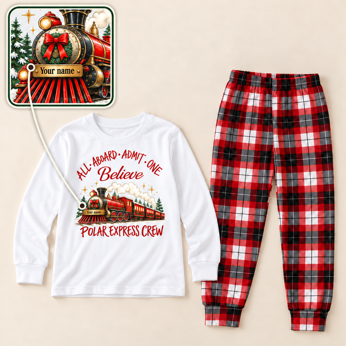 Personalized Christmas Train Pajama Set