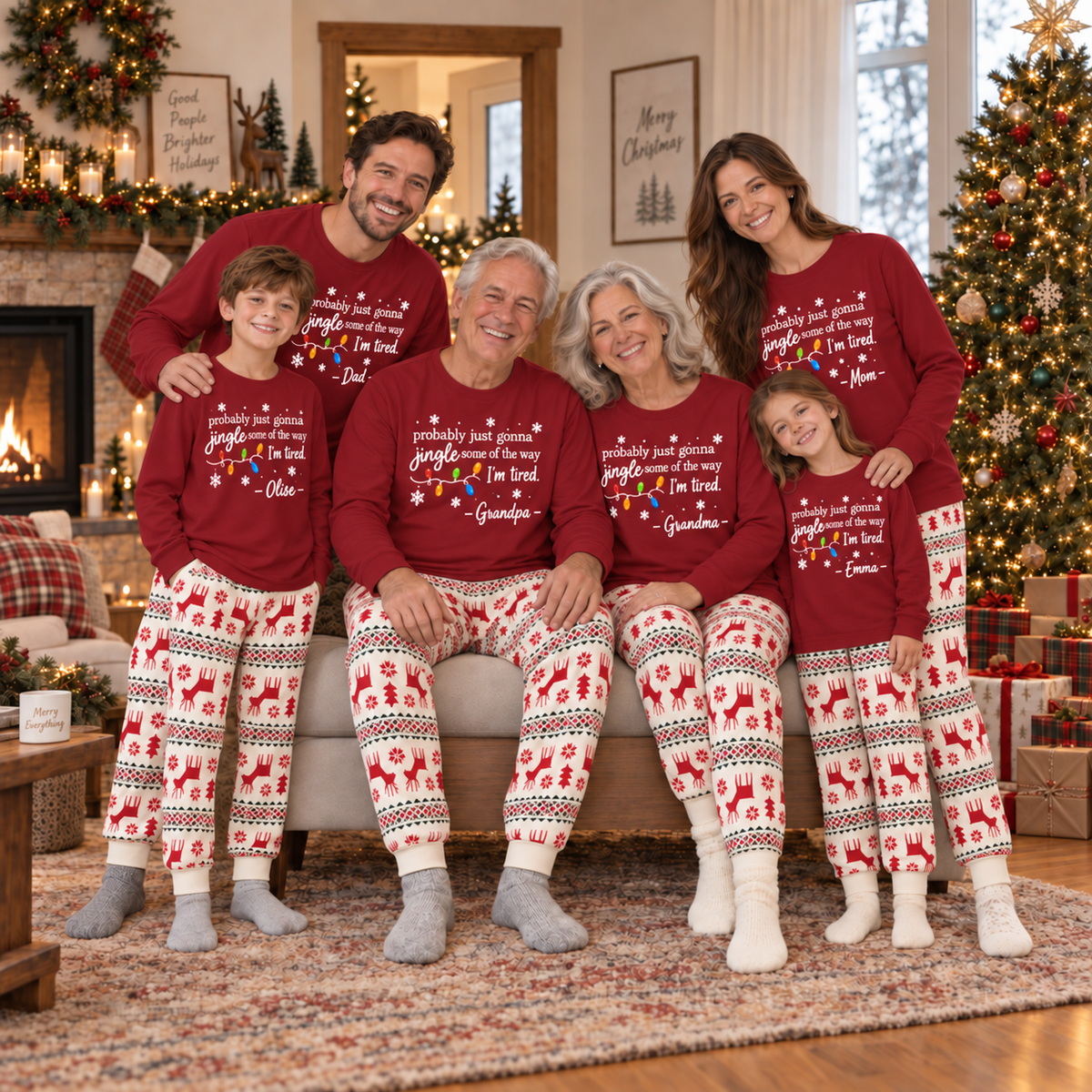 Personalized Jingle Some of the Way Christmas Pajama Set – Nordic Reindeer