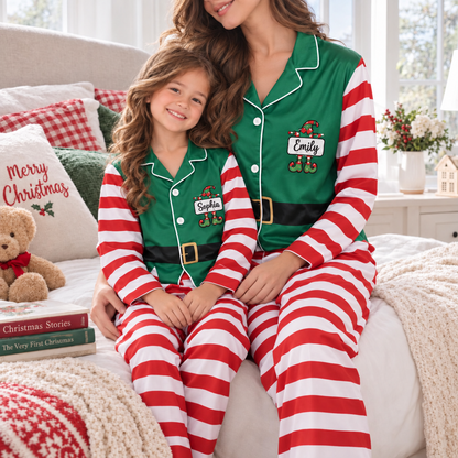 Personalized Elf Matching Family Christmas Pajamas