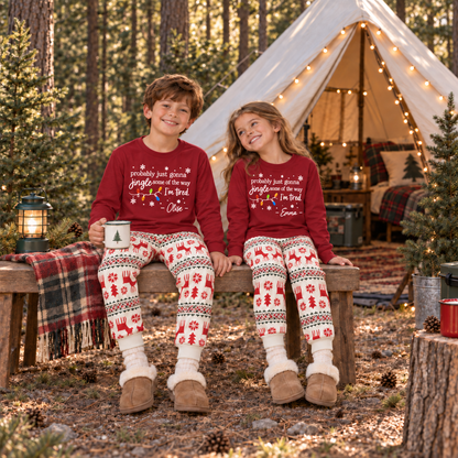 Personalized Jingle Some of the Way Christmas Pajama Set – Nordic Reindeer