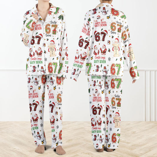 Six Seven Meme Christmas Pajama Set – Funny Viral Holiday Sleepwear for Women and Kids