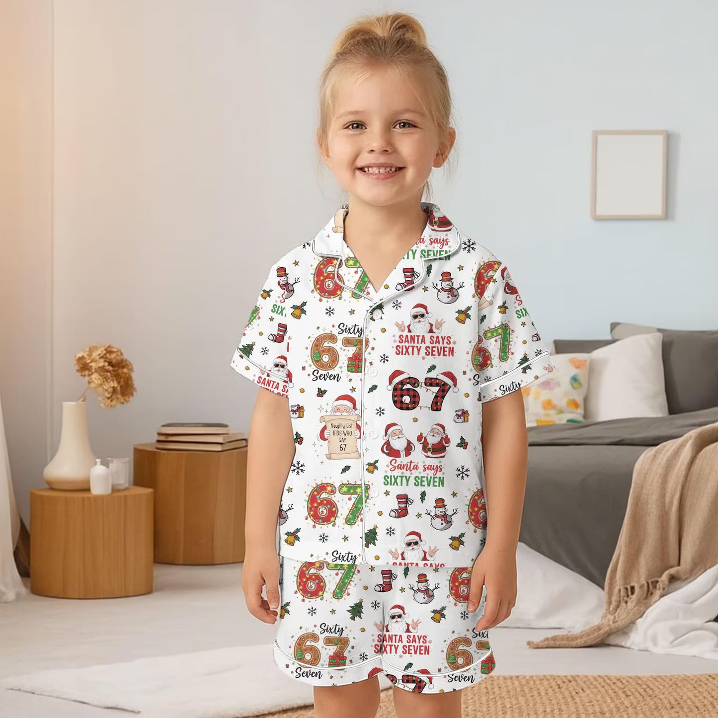 Six Seven Meme Christmas Pajama Set – Funny Viral Holiday Sleepwear for Women and Kids
