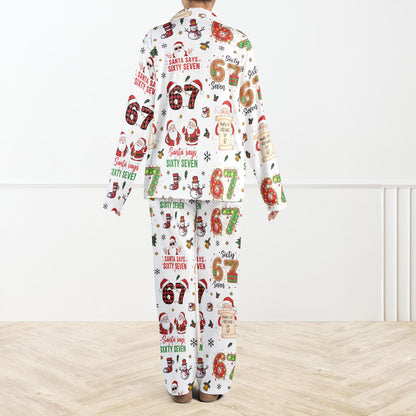 Six Seven Meme Christmas Pajama Set – Funny Viral Holiday Sleepwear for Women and Kids