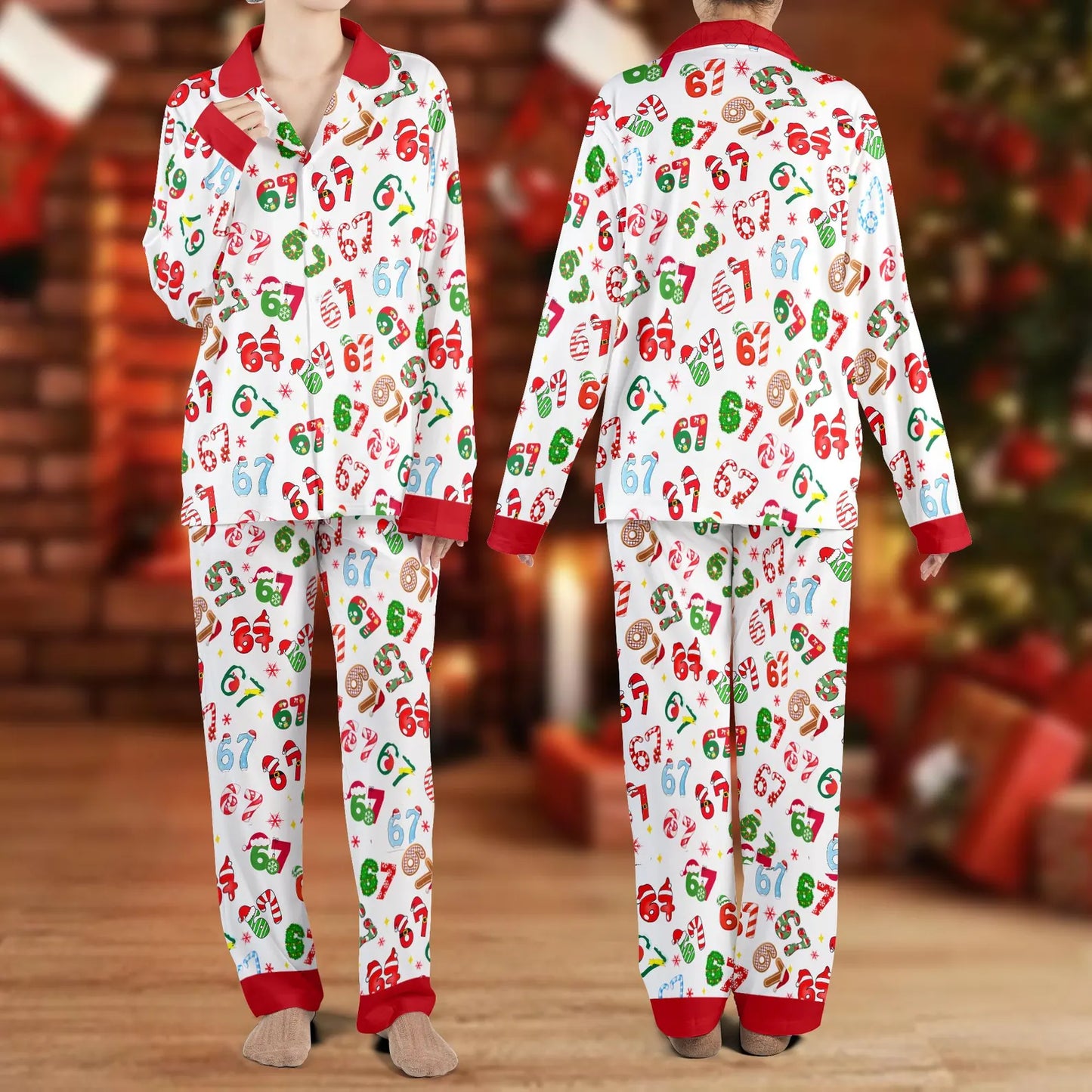Funny 67 Meme Christmas Pajama Set – Viral Holiday Sleepwear for Kids and Adults