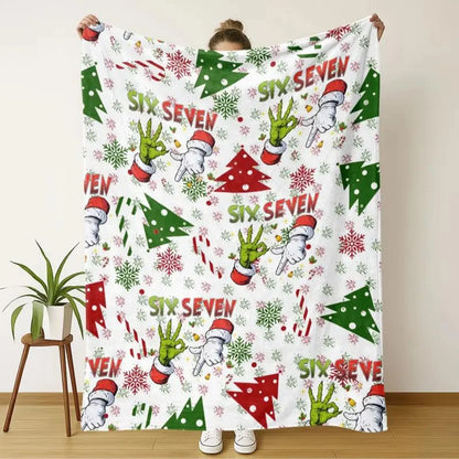Funny 6 7 Meme Christmas Blanket – Cozy Gift for Kids & Adults