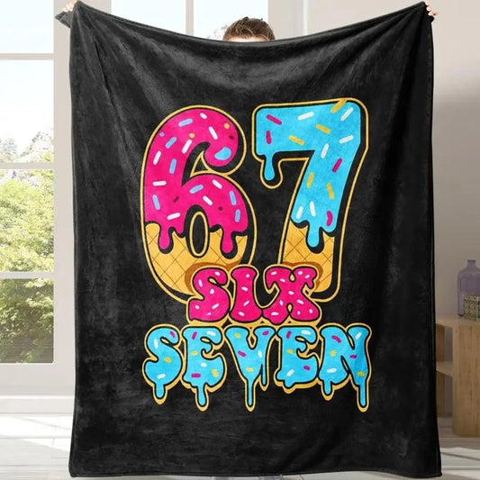 Ice Cream Drip Name Blanket – Funny Six Seven Meme Gift, Cozy Flannel Kids Name Blanket
