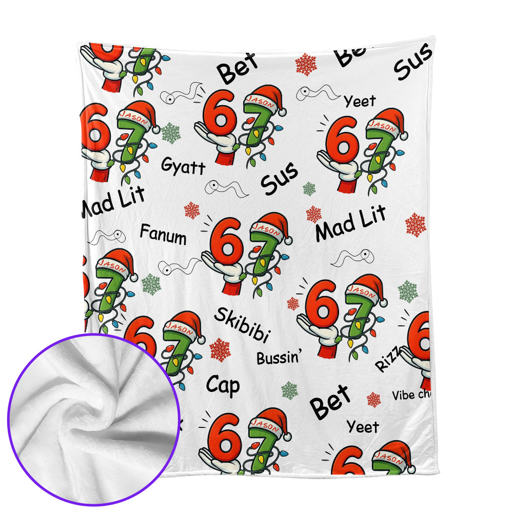Funny 6 7 Slang Christmas Blanket – Skibidi, Gyatt, Bussin’ Holiday Throw for Kids, Teens & Meme Lovers