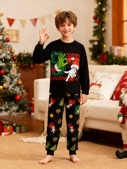 Christmas 67 Meme Pajama Set – Cozy Cartoon Print Holiday Sleepwear, Soft Long Sleeve Home Wear Gift