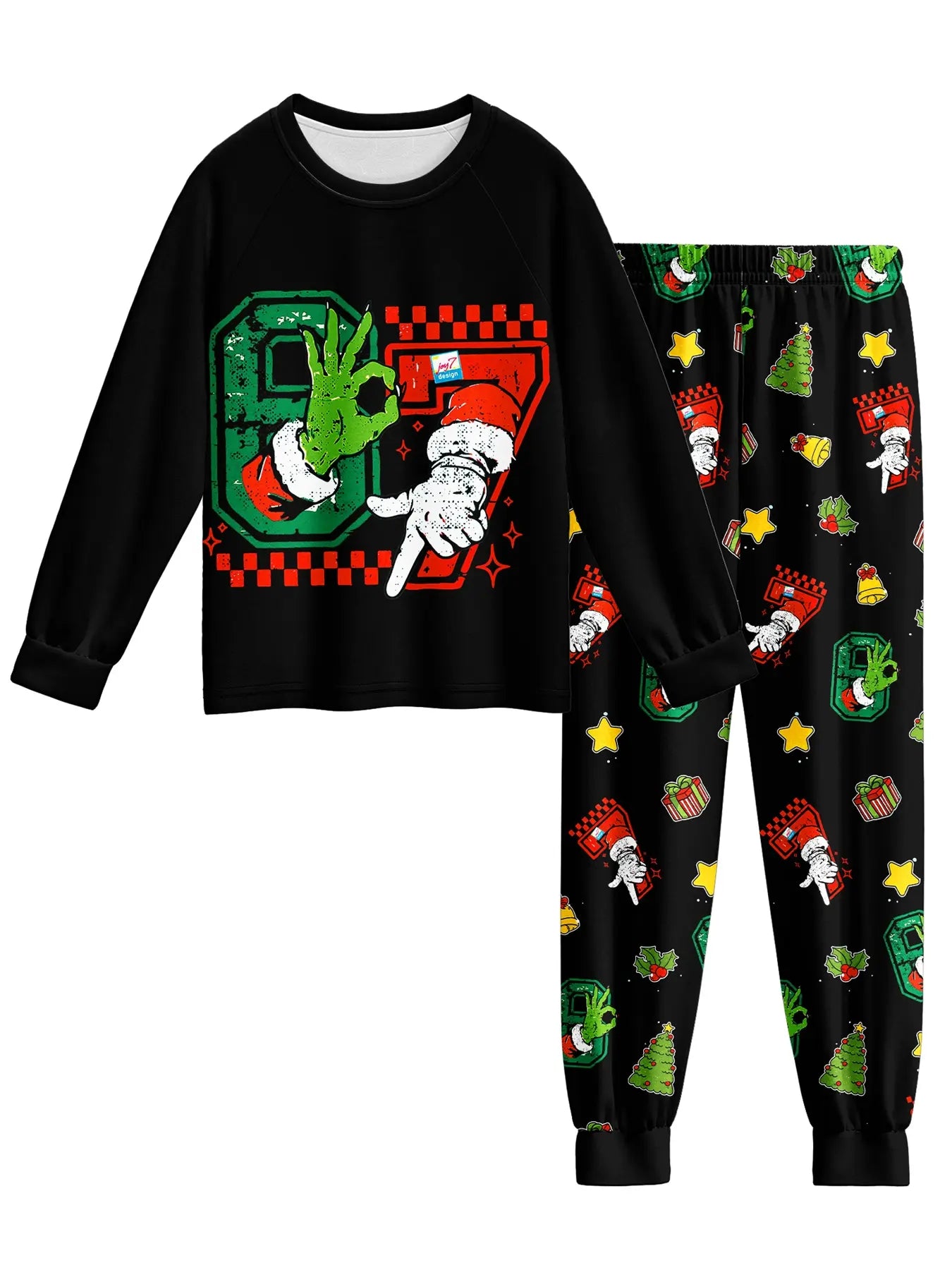 Christmas 67 Meme Pajama Set – Cozy Cartoon Print Holiday Sleepwear, Soft Long Sleeve Home Wear Gift
