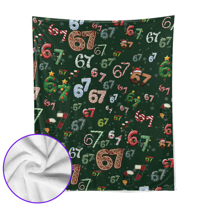 Funny Six Seven Christmas Fleece Blanket – Cozy Holiday Throw with Green Santa Hand Design