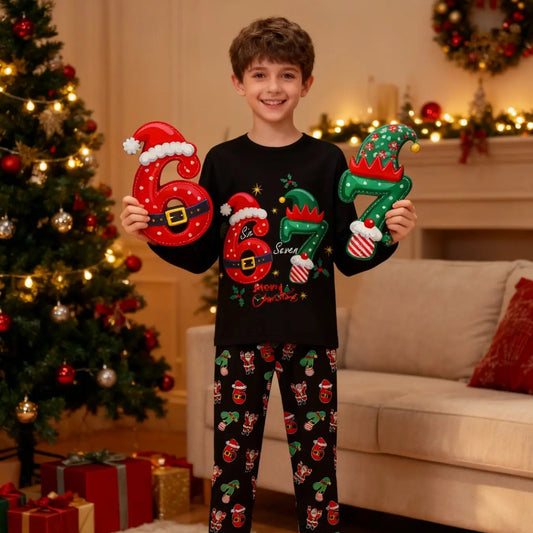 67 Christmas Kids Pajama Set – Cute Six Seven Holiday Pattern, Soft Comfortable Sleepwear, Perfect Seasonal Gift