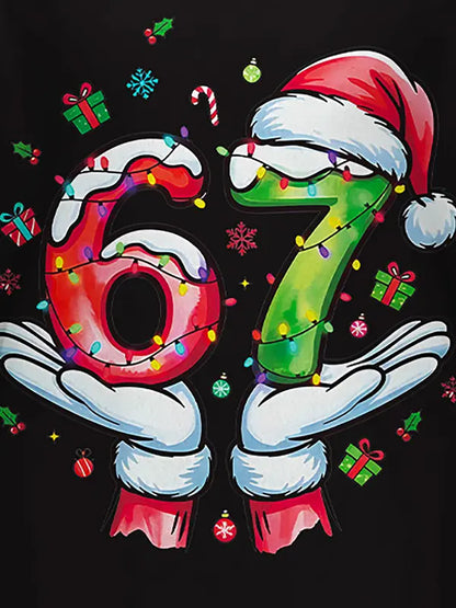 67 Christmas Pattern Kids Pajamas – Trendy Six Seven Meme Long Sleeve Sleepwear, Cozy Fall & Winter Holiday Gift for Children