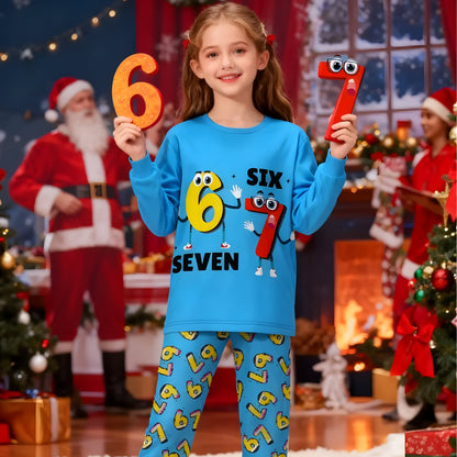 67 Christmas Pattern Kids Pajamas – Trendy Six Seven Meme Long Sleeve Sleepwear, Cozy Fall & Winter Holiday Gift for Children
