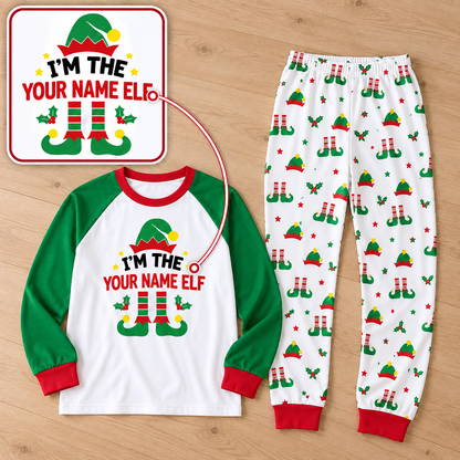 Personalized Christmas Elf Pajama Set – Elf Print