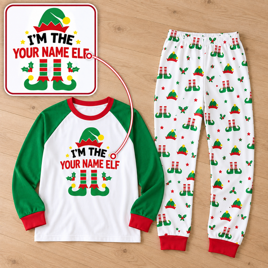 Personalized Christmas Elf Pajama Set – Elf Print