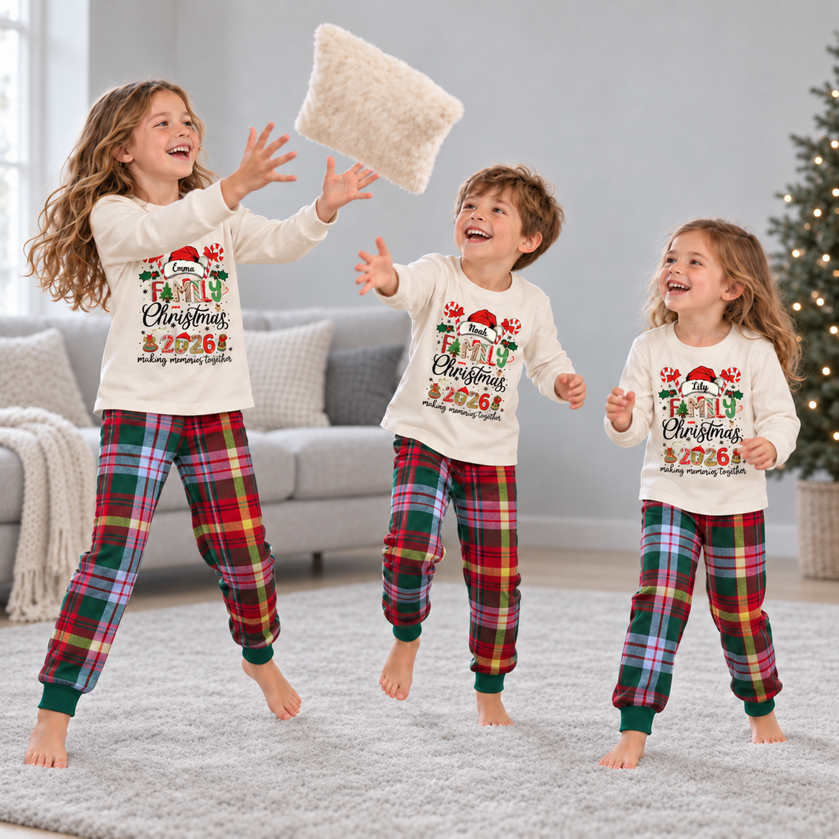 Personalized Family Christmas 2026 Plaid Pajama Set