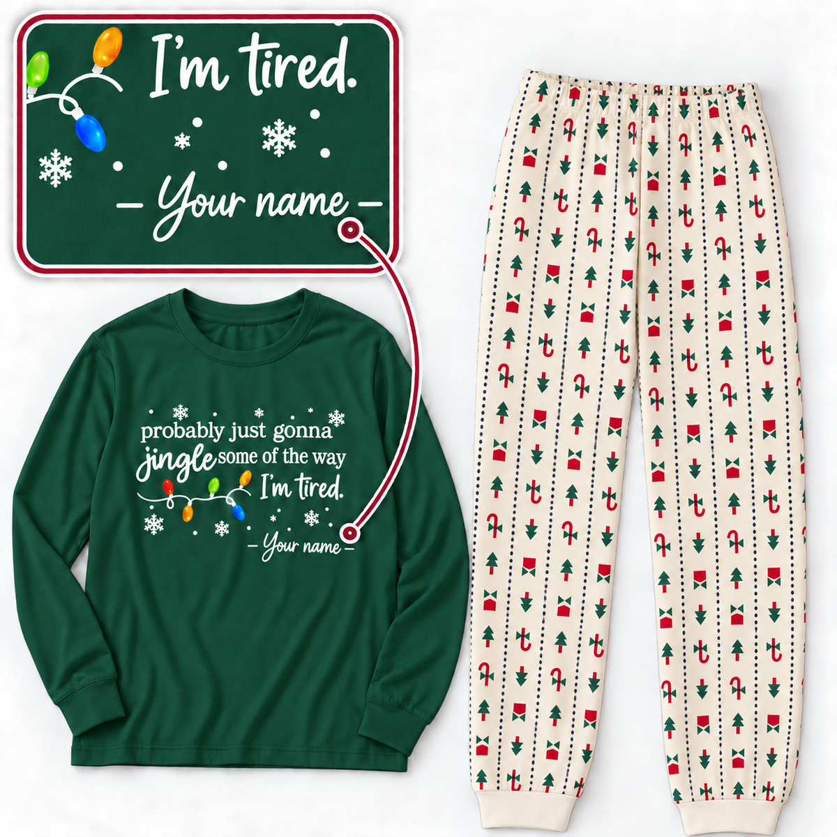 Personalized Jingle Some of the Way Christmas Pajama Set – Festive Holiday Print