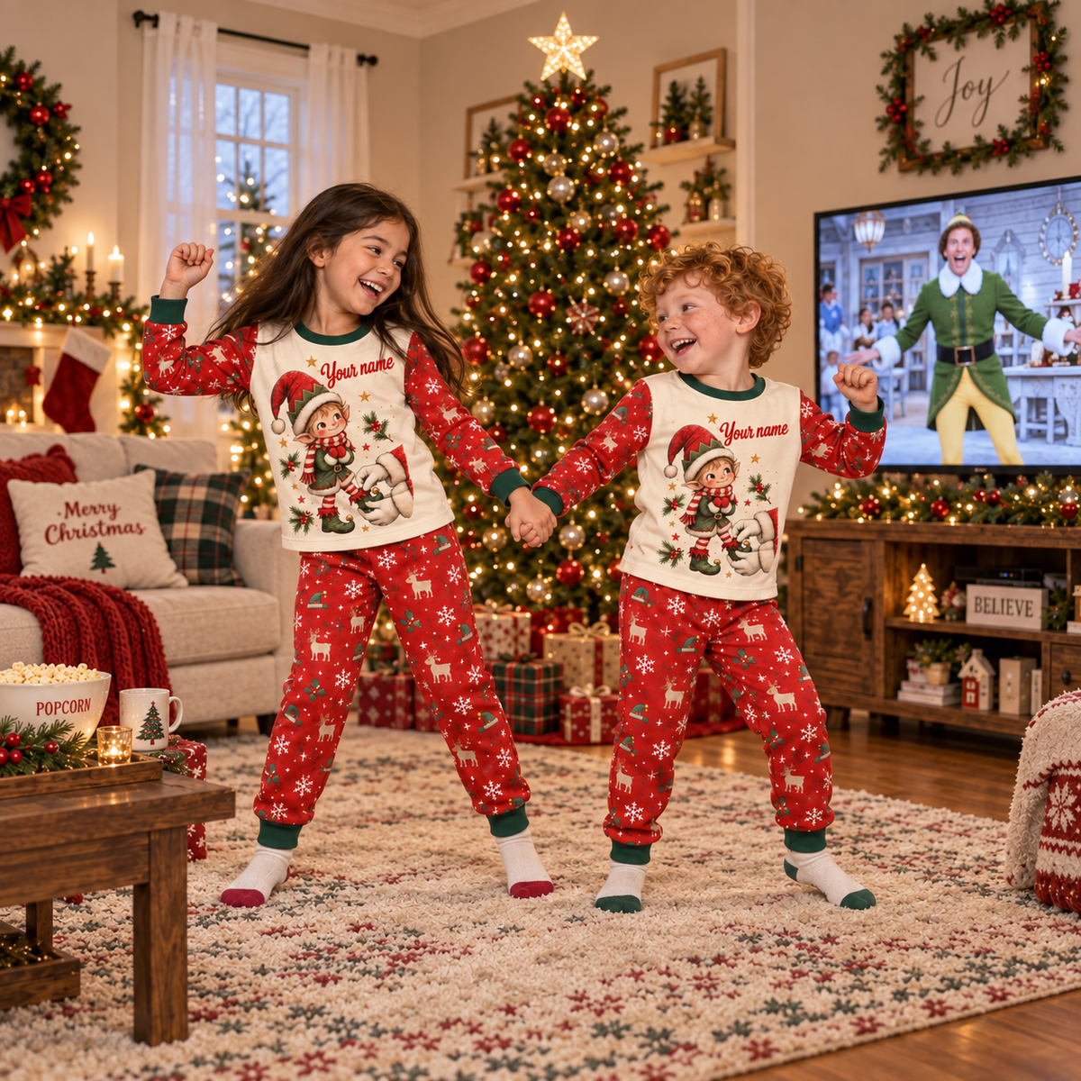 Personalized Little Elf Christmas Pajama Set