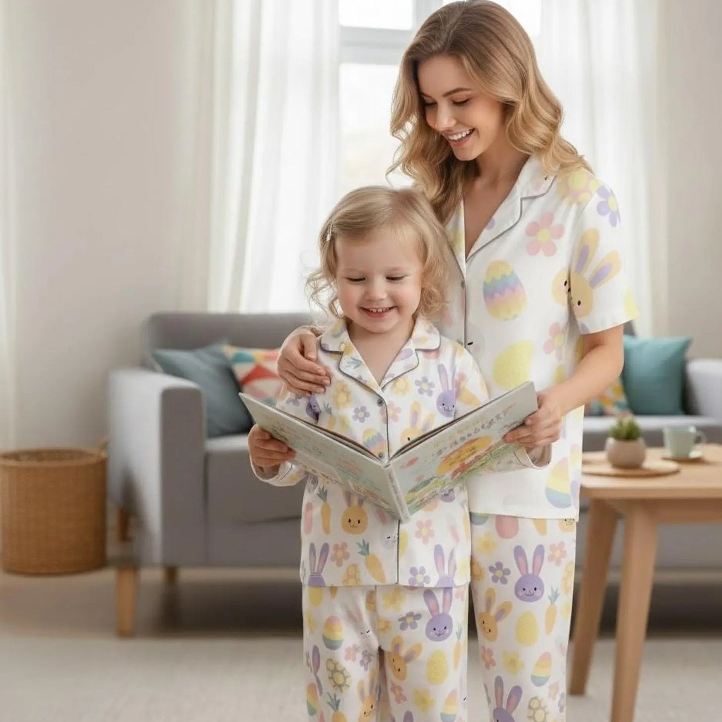 Bunny Easter Pajama Set – Holiday Matching PJs Cute Sleepwear, Easter Gift for Her