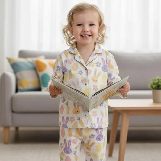 Bunny Easter Pajama Set – Holiday Matching PJs Cute Sleepwear, Easter Gift for Her