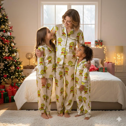 Green Holiday Family Pajama Set – Funny Matching Christmas Sleepwear for Mom and Kids