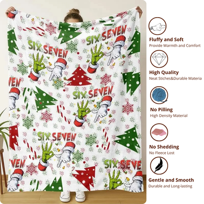 Funny 6 7 Meme Christmas Blanket – Cozy Gift for Kids & Adults