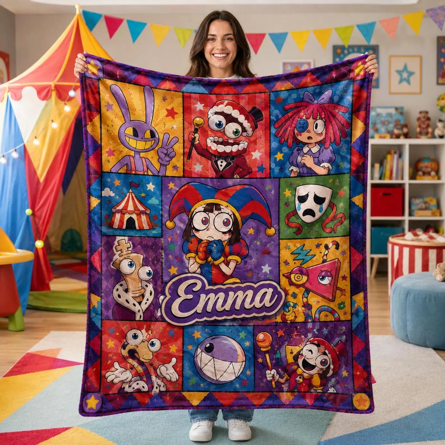 Custom Circus Patchwork Blanket