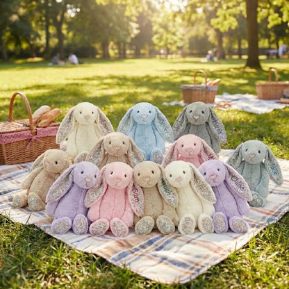 Personalized Floral Bunny Plush – Custom Name Embroidered Easter Bunny, Baby Shower & Newborn Gift