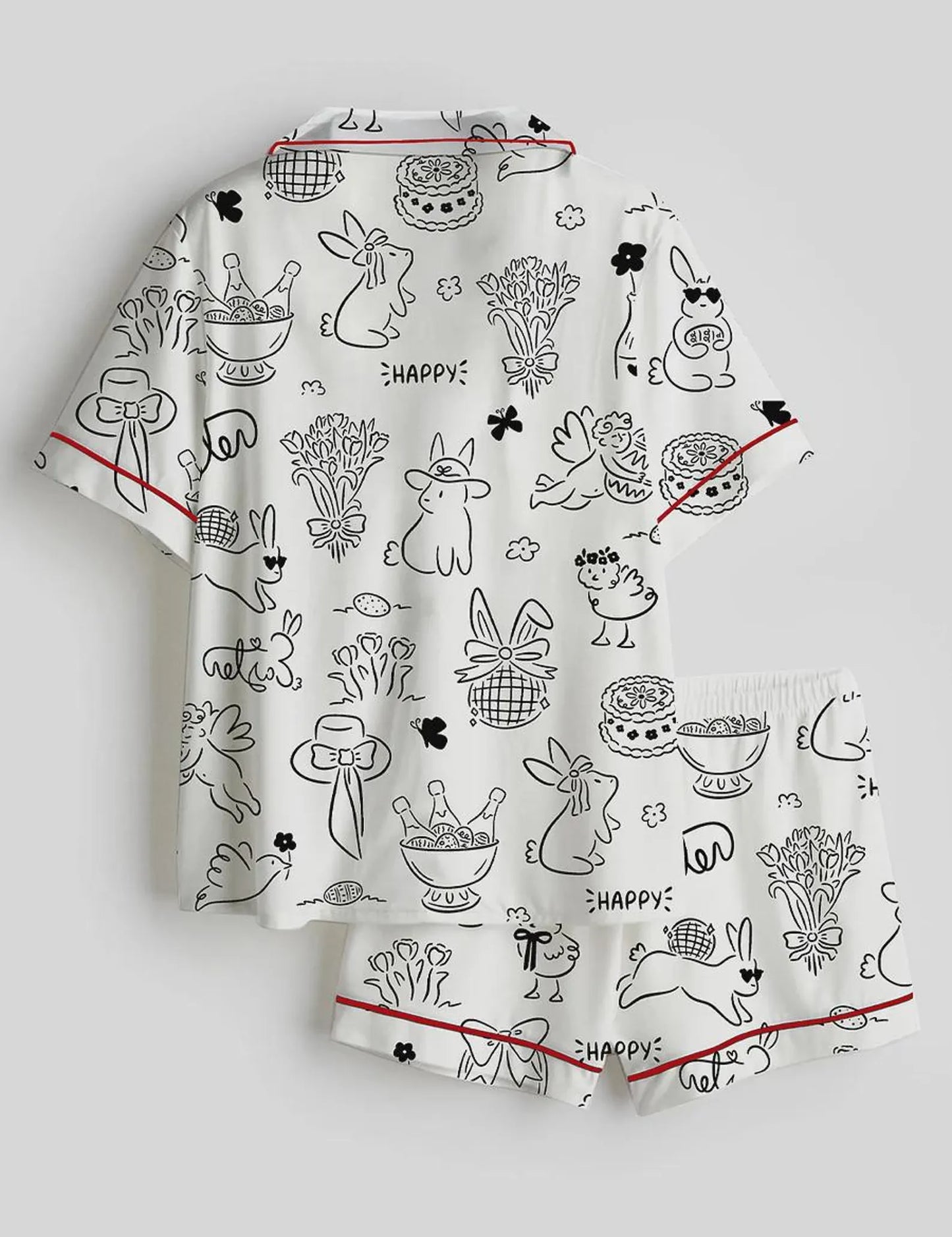 Spring Bunny Pajama Set – Easter Bunny Print Cute Sleepwear