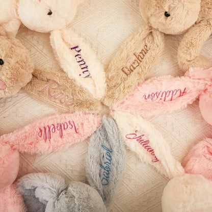 Personalized Embroidered Bunny Plush Toy Custom Name Easter Bunny Stuffed Animal Baby Shower Gift Newborn Keepsake