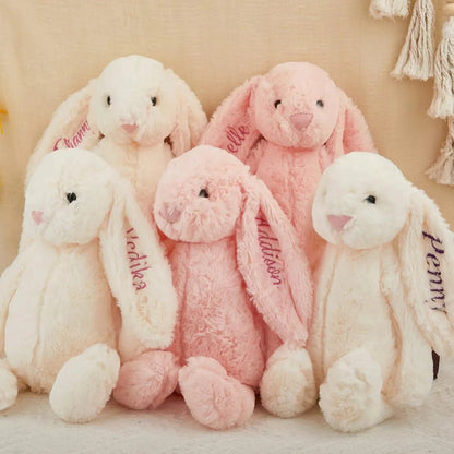 Personalized Embroidered Bunny Plush Toy Custom Name Easter Bunny Stuffed Animal Baby Shower Gift Newborn Keepsake