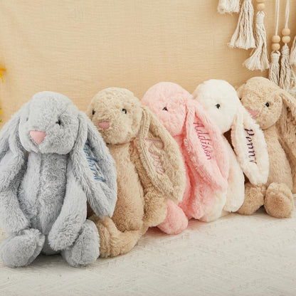 Personalized Embroidered Bunny Plush Toy Custom Name Easter Bunny Stuffed Animal Baby Shower Gift Newborn Keepsake