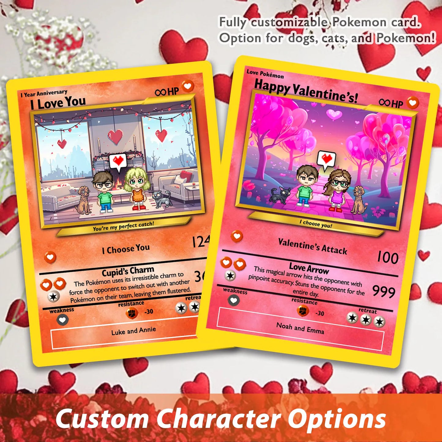 Custom Monster Trainer Valentine Card – Personalized Anime Couple Gift for Him or Her