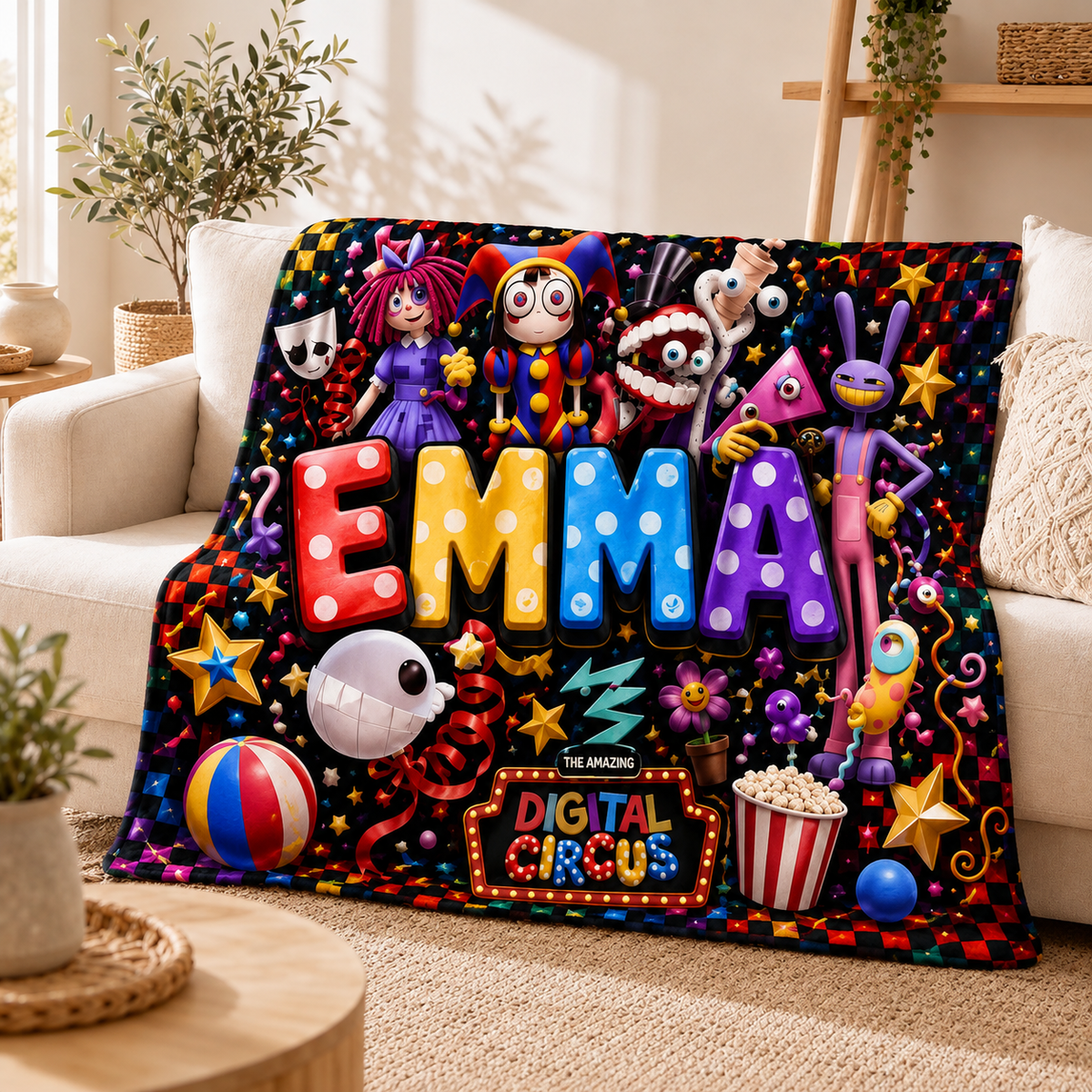 Circus Friends Custom Name Plush Blanket