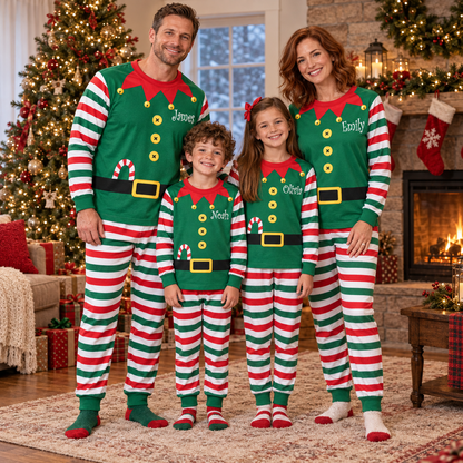 Personalized Christmas Elf Pajama Set – Matching Family Holiday PJs