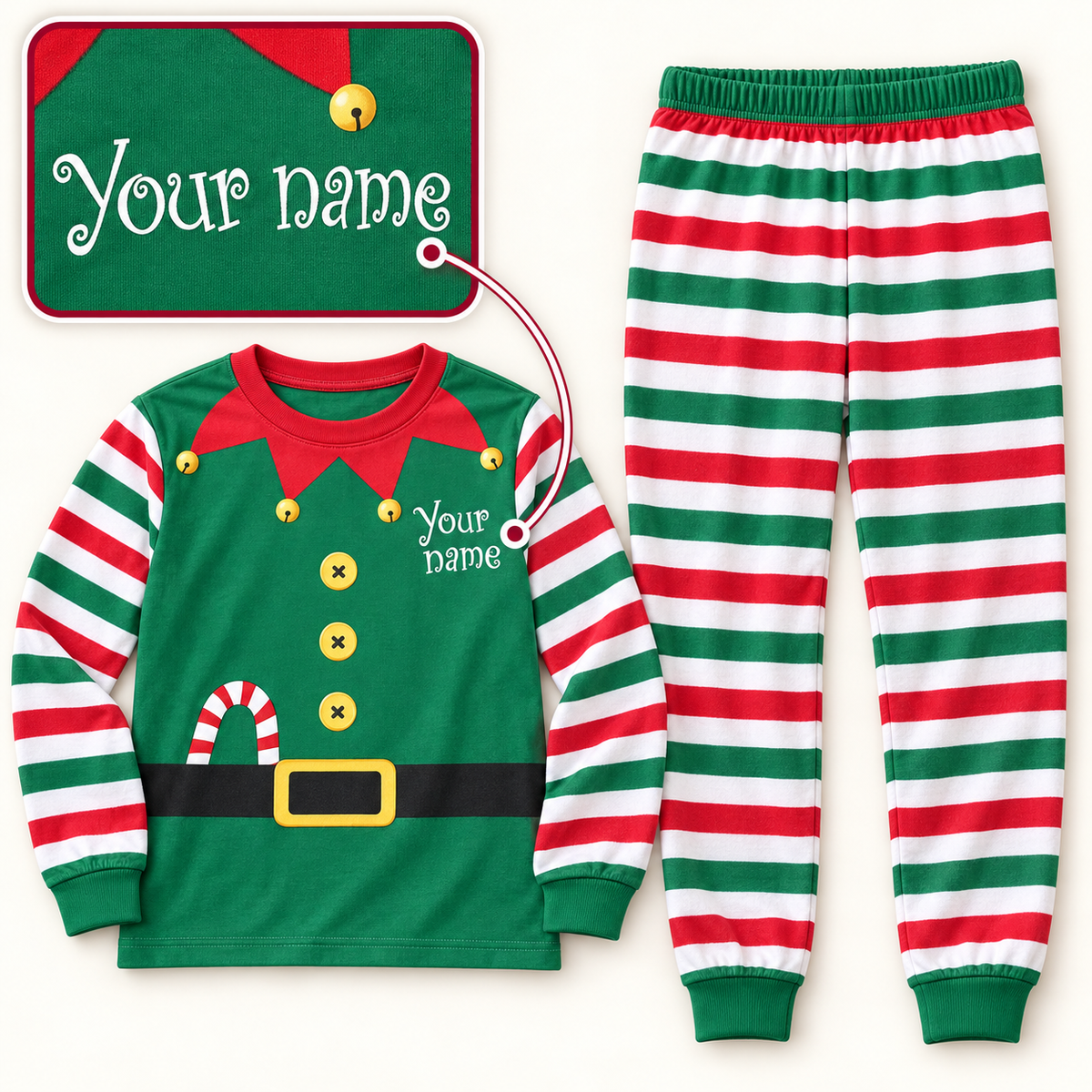 Personalized Christmas Elf Pajama Set – Matching Family Holiday PJs