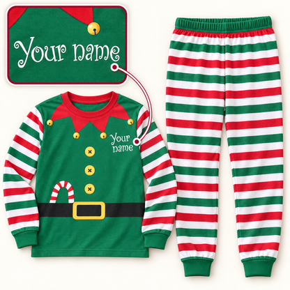 Personalized Christmas Elf Pajama Set – Matching Family Holiday PJs