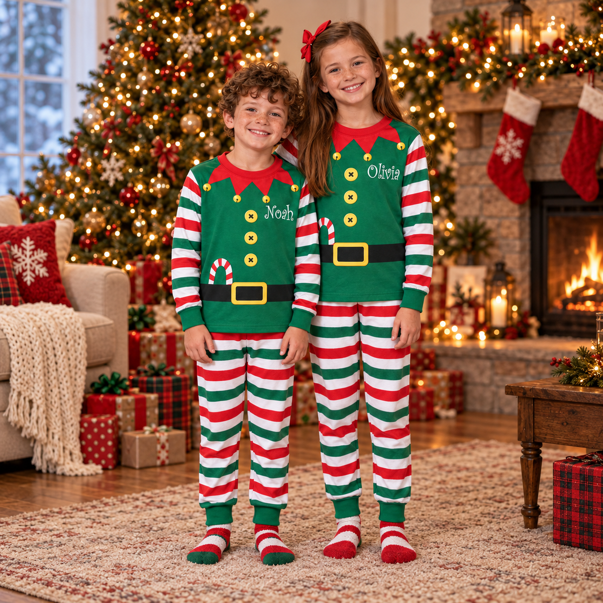 Personalized Christmas Elf Pajama Set – Matching Family Holiday PJs