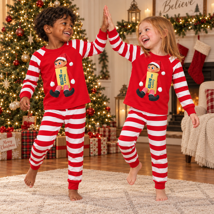 Personalized Christmas Butter Elf Pajama Set – Red