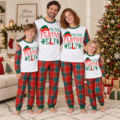 Personalized “Festive Elf” Christmas Pajama Set
