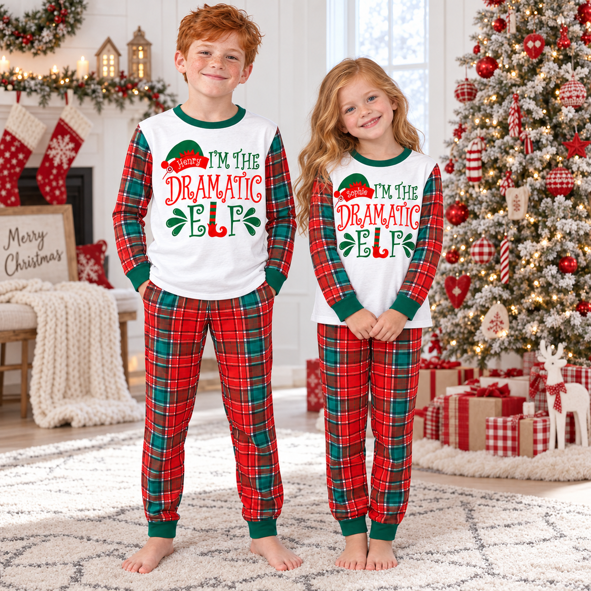 Personalized “Dramatic Elf” Christmas Pajama Set