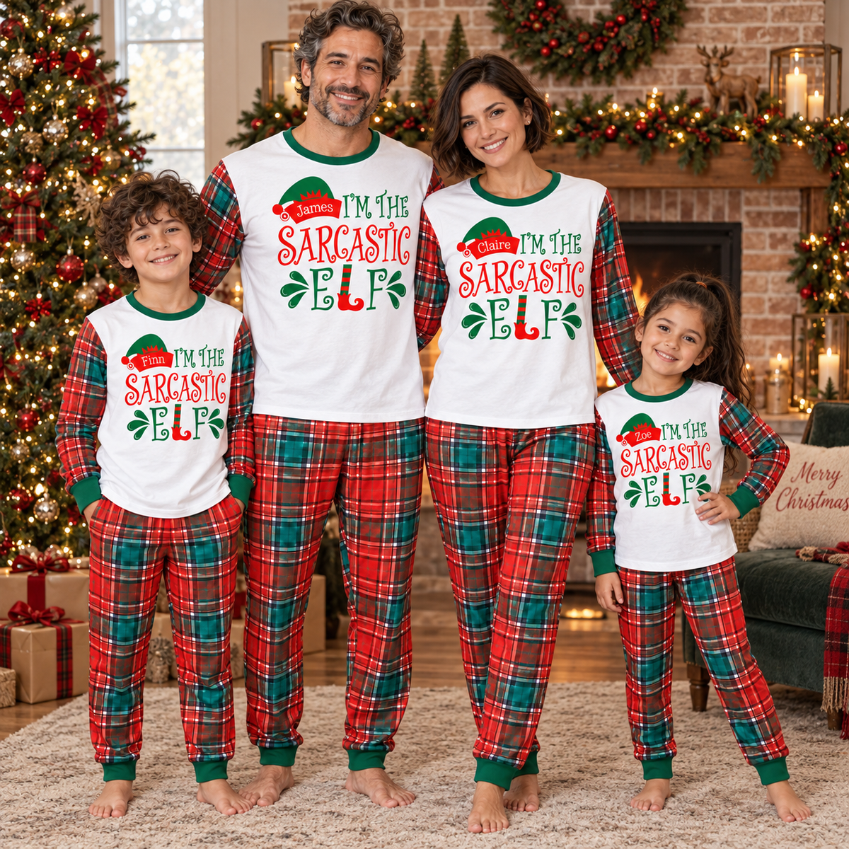 Personalized “Sarcastic Elf” Christmas Pajama Set
