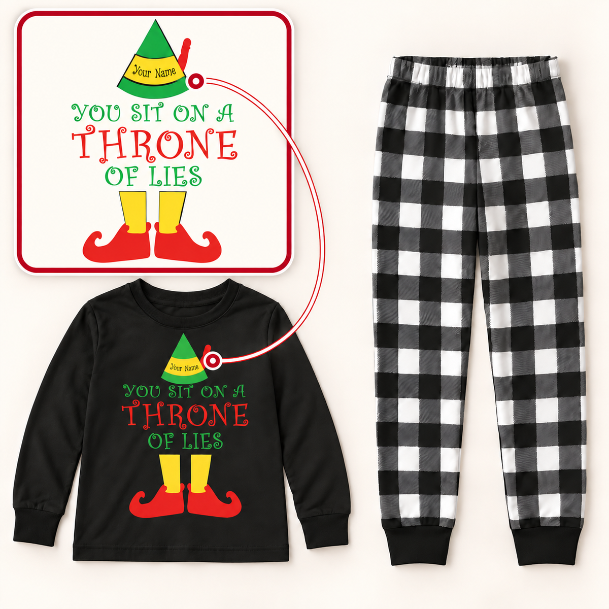 Personalized “Throne of Lies” Christmas Pajama Set – Black