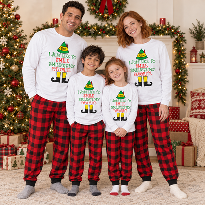 Personalized “Smiling’s My Favorite” Christmas Pajama Set – White